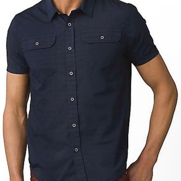 PrAna Mens Cayman Shirt XS Nautical Blue Featherweight Air Mesh Standard Fit - Picture 2 of 10